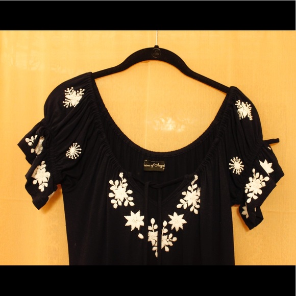 Embroidered Navy Blue Dress - Picture 6 of 7